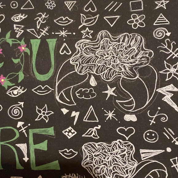 Unframed Original Art You Are Enough Drawing Illustration Blossoms & Symbols - Picture 7 of 8